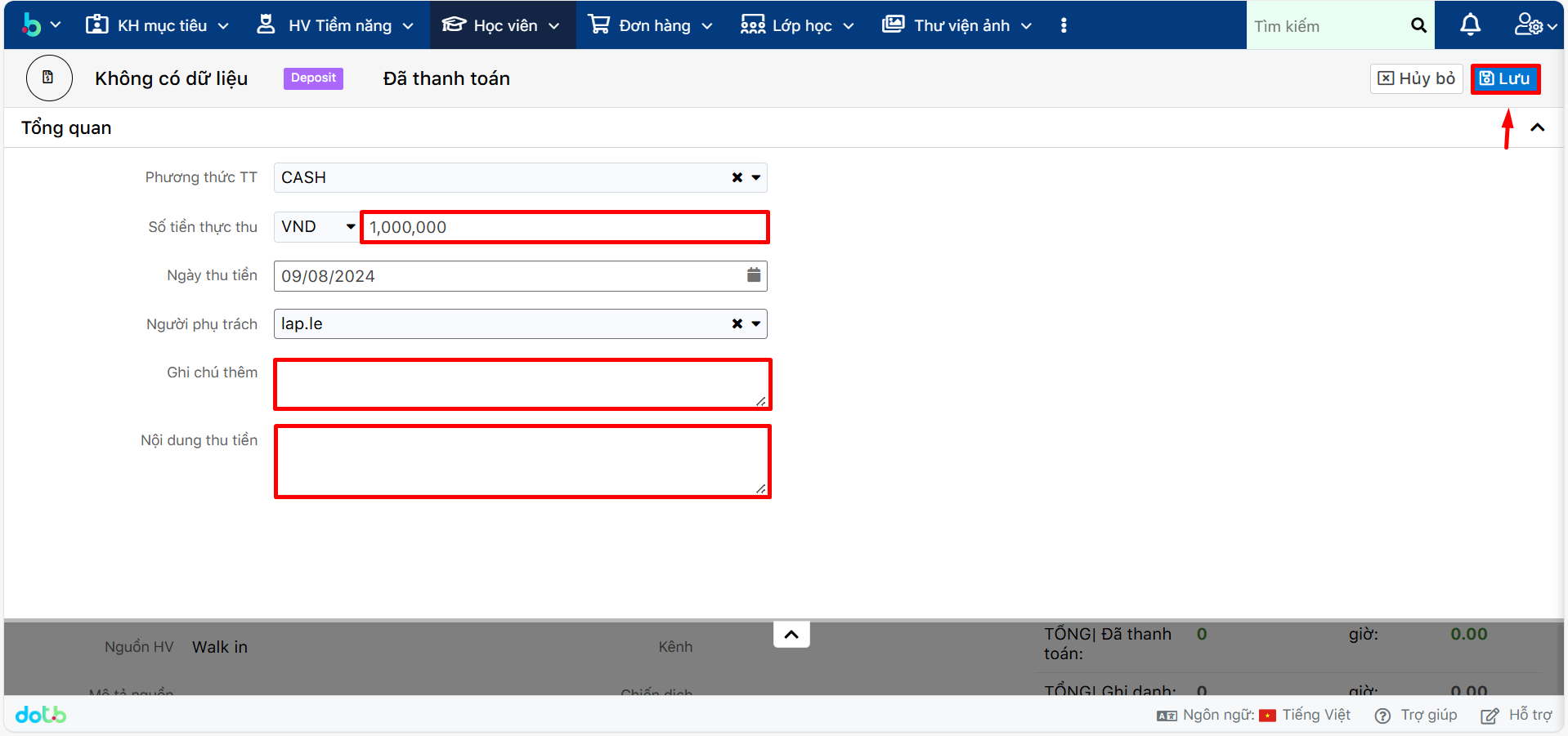 Bước 3 tạo Lead
