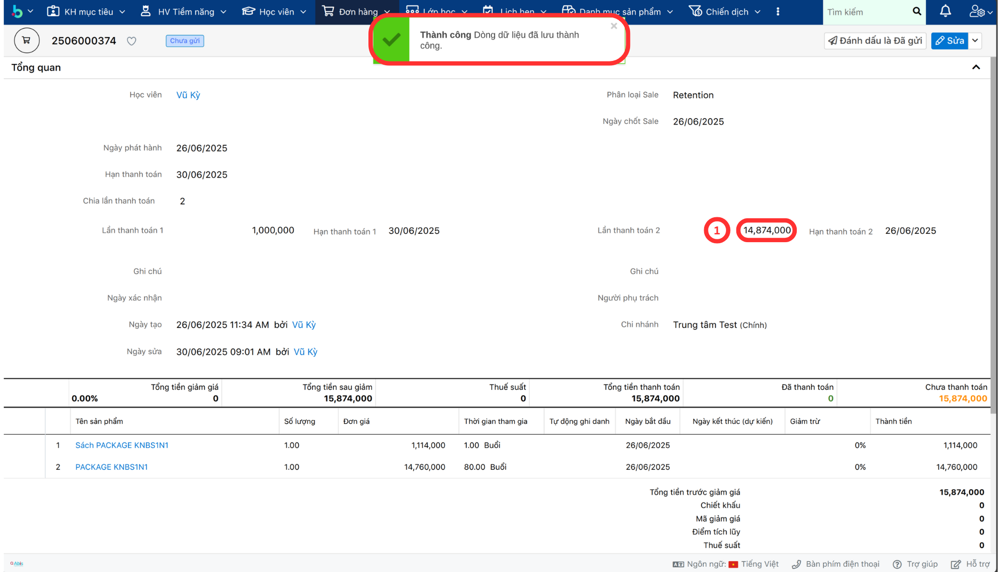 Bước 4 tạo đơn hàng
