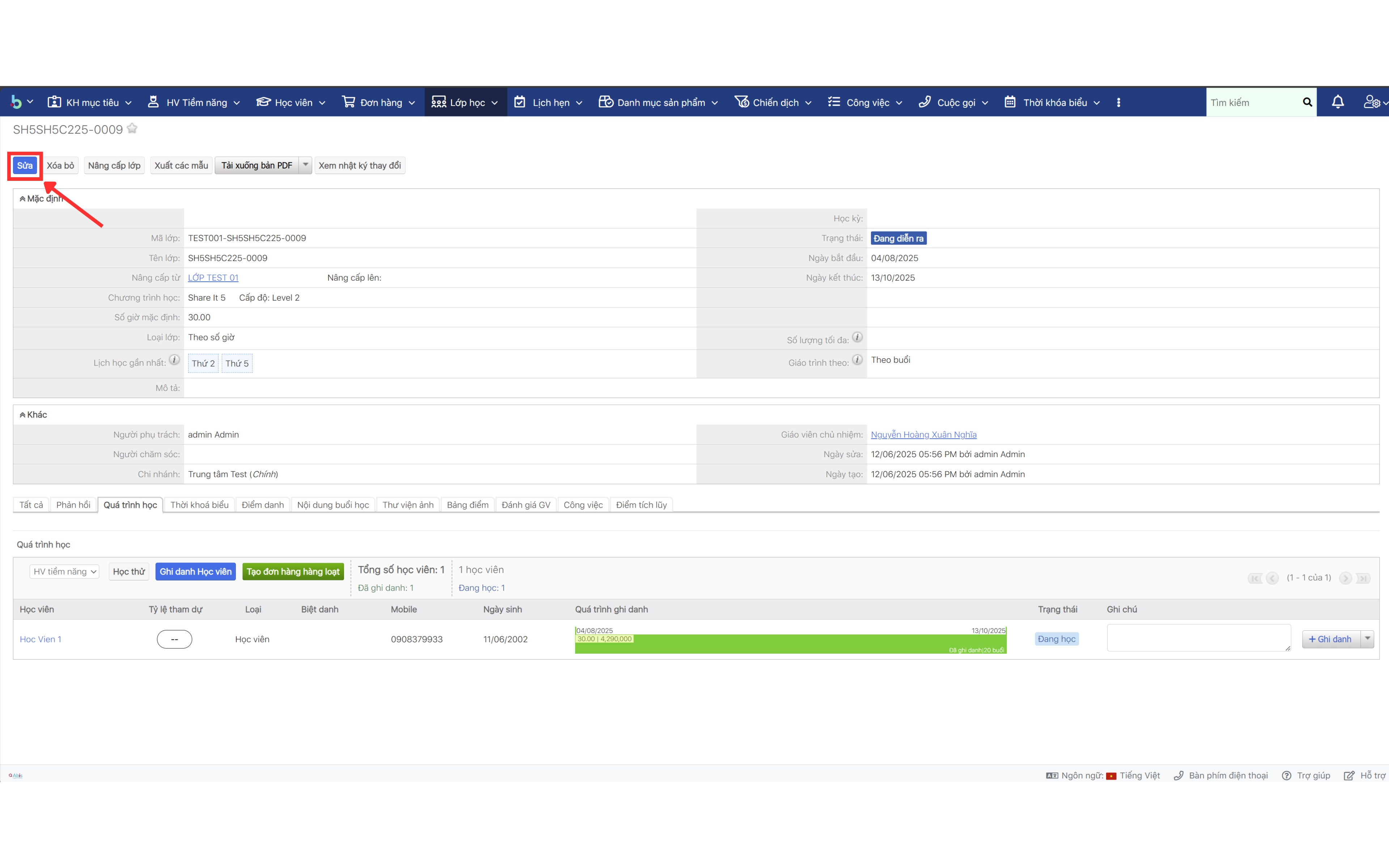 Bước 1 cập nhật chương trình học