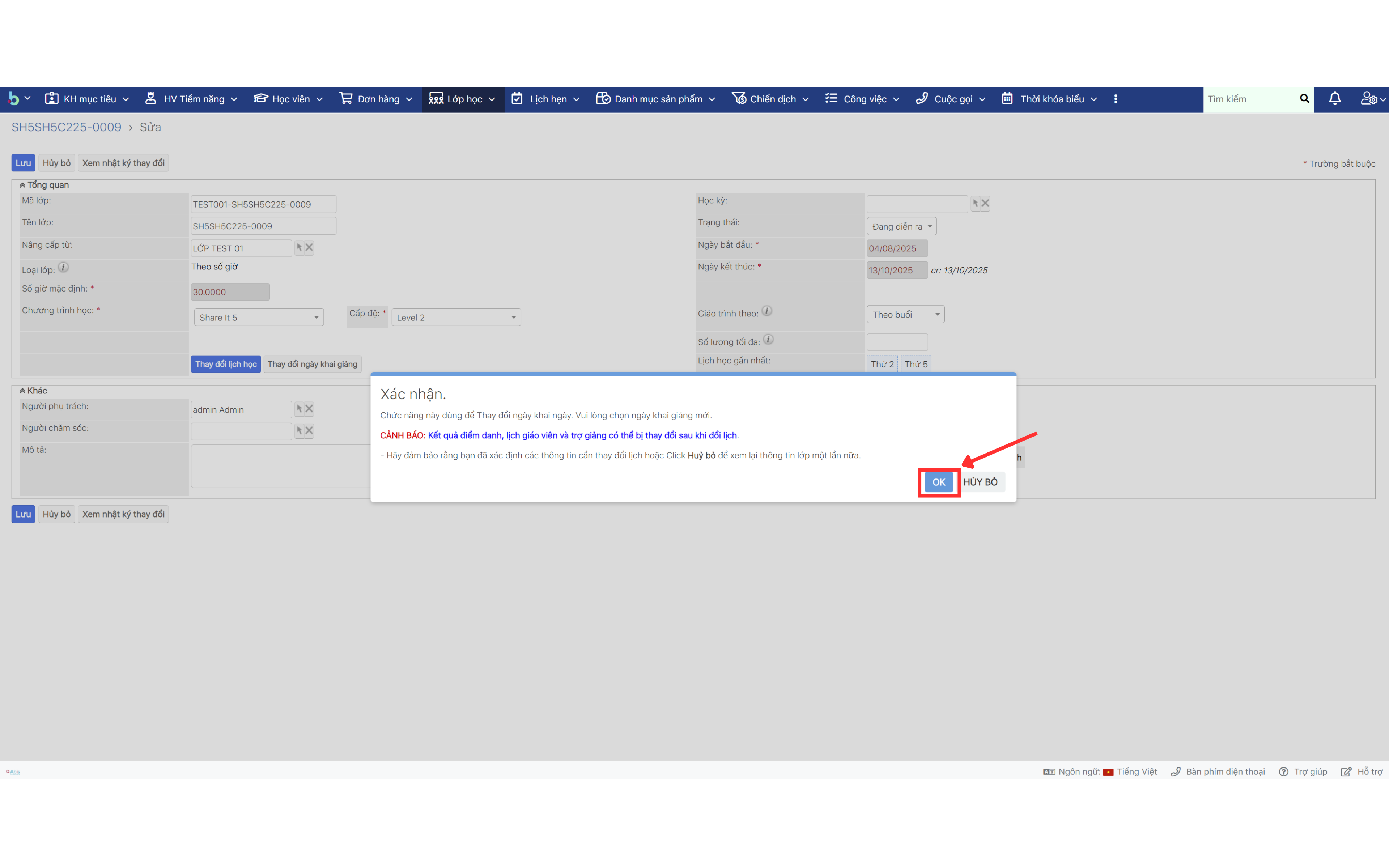 Bước 3 cập nhật chương trình học
